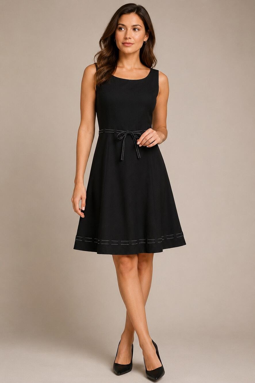 Ann Taylor Petites Black Silk Sleeveless Fit & Flare Dress 10P